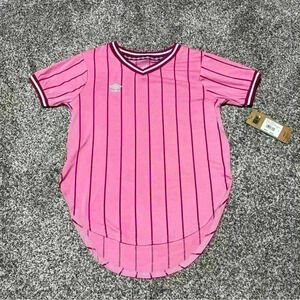 Umbro Girls Shirt Striped Pink - Medium 10/12 - NWT